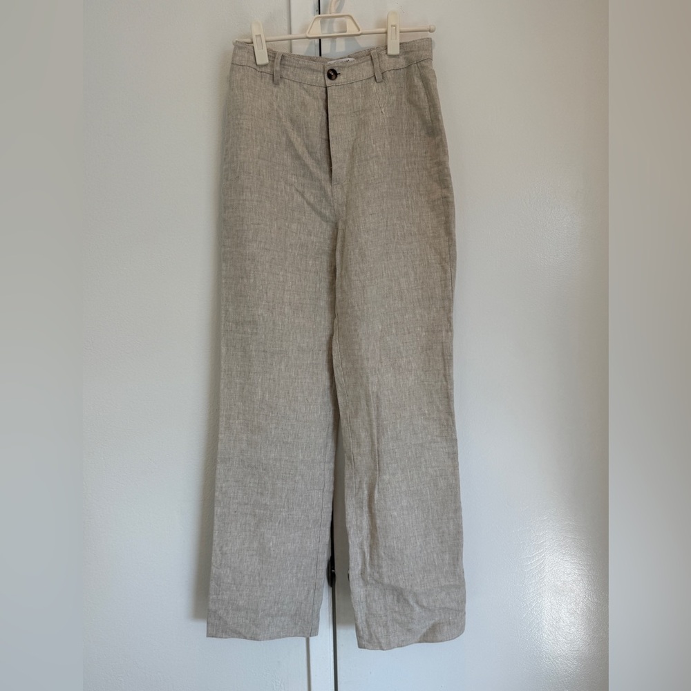 Reformation Light Beige Linen Trousers Size 2